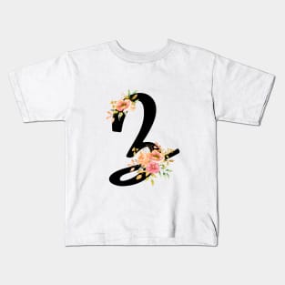 Letter Z With Watercolor Floral Wreath Kids T-Shirt